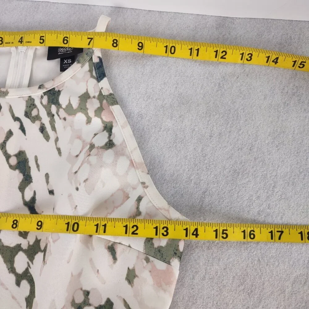 Mossimo White Pink & Green Floral Fit & Flare Sleeveless Knit Dress Crew Neck XS - Picture 9 of 11